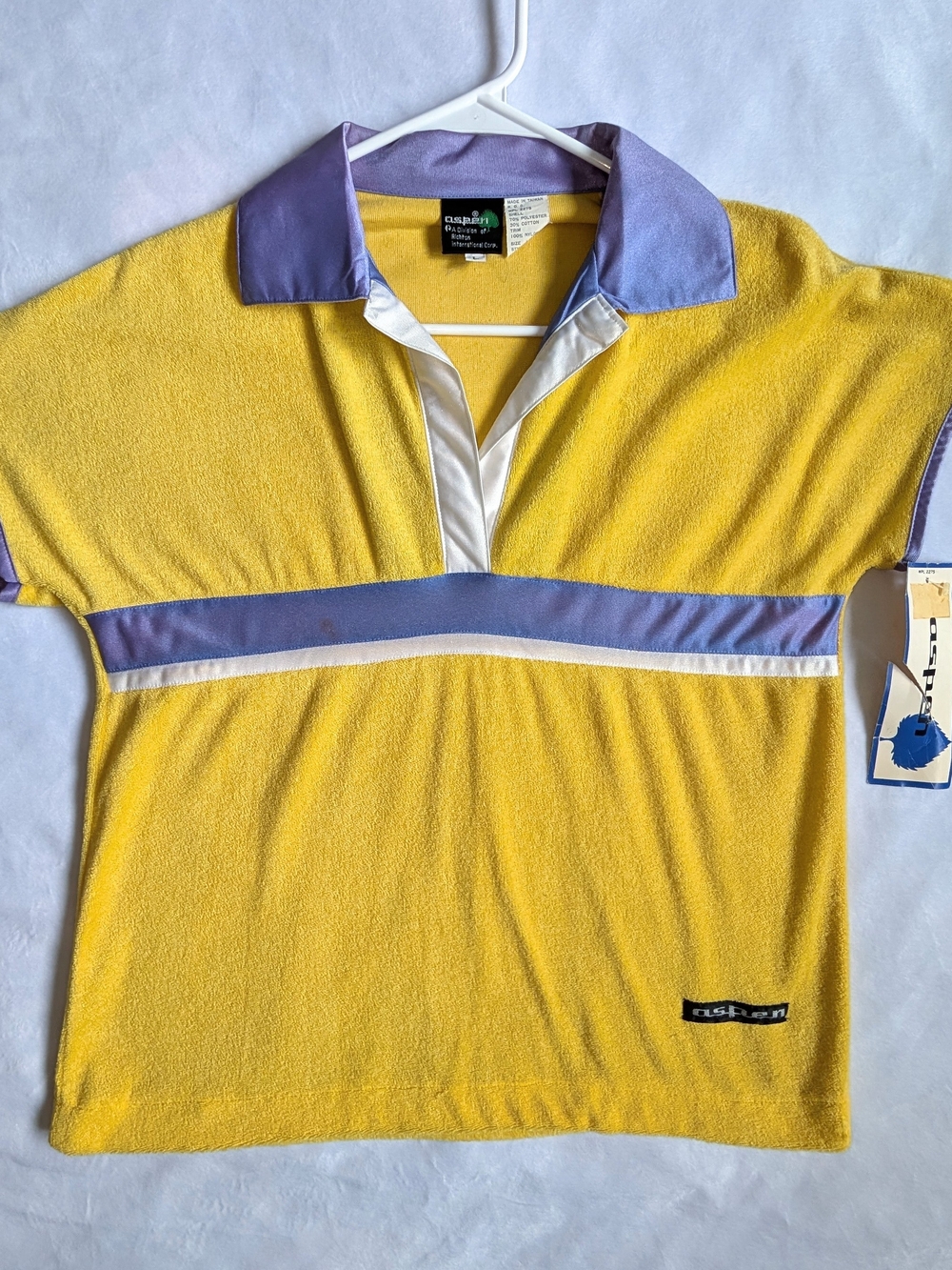 Vintage 70s Aspen Terry Cloth Polo Shirt Top NWT Large